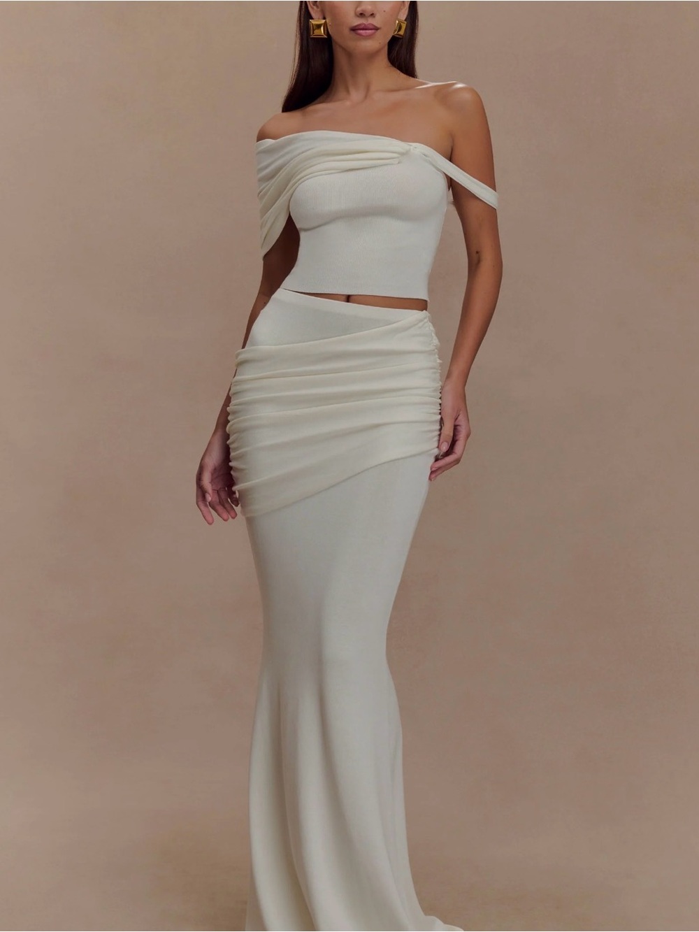 NWT Meshki Irene gathered knit maxi skirt & knit top MEDIUM SET